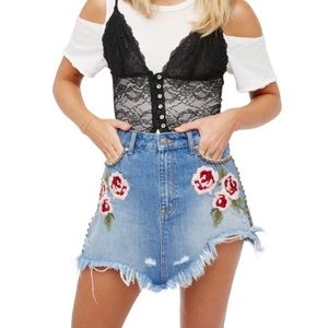 Wild Rose Embroidered Mini Skirt